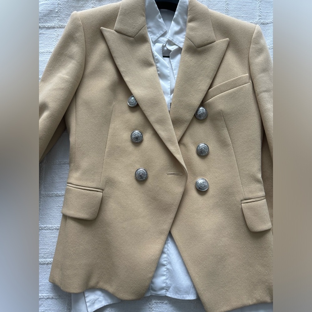 Double-Breasted Tan Blazer